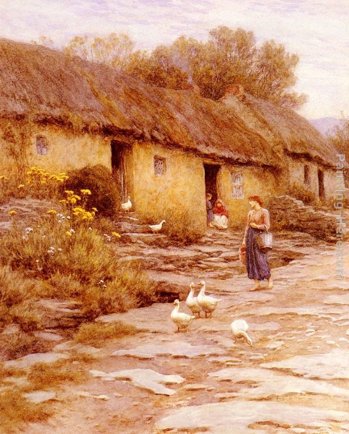 Irish Cottage painting - Helen Mary Elizabeth Allingham Irish Cottage art painting